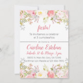 Fleurs florales rose espagnole invitation d'annive (Devant)