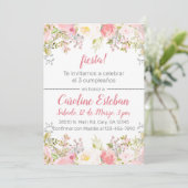 Fleurs florales rose espagnole invitation d'annive (Debout devant)