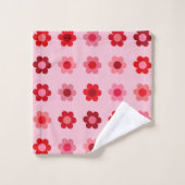 Fleurs Florales Rose Et Rouge (Gant de toilette)