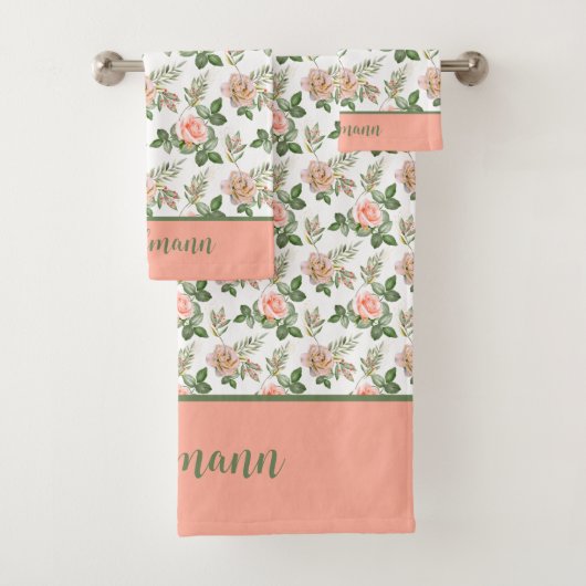 Fleurs Florales Rose Gris Monogramme Cadeau (En situation)
