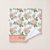 Fleurs Florales Rose Gris Monogramme Cadeau (Gant de toilette)