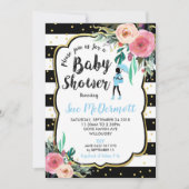 Fleurs florales roses Baby shower Invitation Garço (Devant)