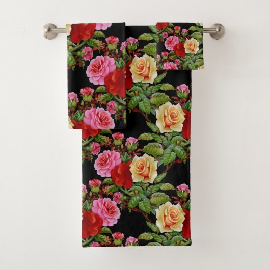 Fleurs florales Roses rouge rose jaune vert (En situation)