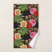 Fleurs florales Roses rouge rose jaune vert (Serviette à main)