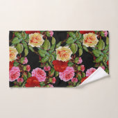 Fleurs florales Roses rouge rose jaune vert (Serviette à main)