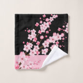 Fleurs florales roses serviettes noires et roses (Gant de toilette)