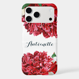 Fleurs Florales Rouges Aquarelle Nom Élégant Moder