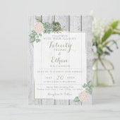Fleurs florales Sage Faire-part de mariage en bois (Debout devant)