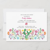 Fleurs folkloriques Baby showers Invitations Aquar (Devant)