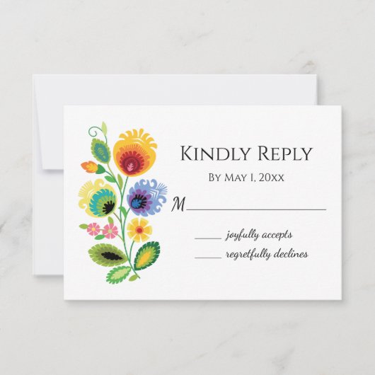 Fleurs folkloriques polonaises Carte de remercieme (Devant)