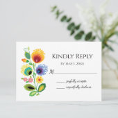 Fleurs folkloriques polonaises Carte de remercieme (Debout devant)