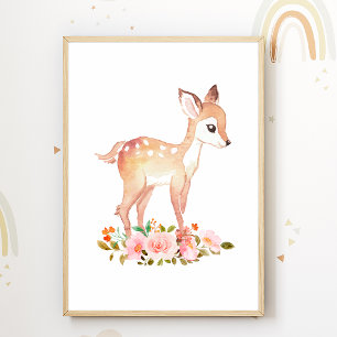 Fleurs Fox Nursery Poster Enfants Décor Salle
