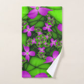 Fleurs fractales abstraites modernes rose vert néo (Serviette à main)
