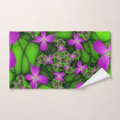 Fleurs fractales abstraites modernes rose vert néo (Serviette à main)