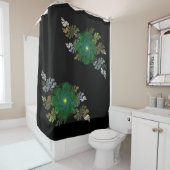 Fleurs fractales vertes Rideau de douche (En situation)