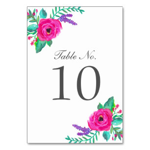 Fleurs fraîches Cartes Numéro de tableau