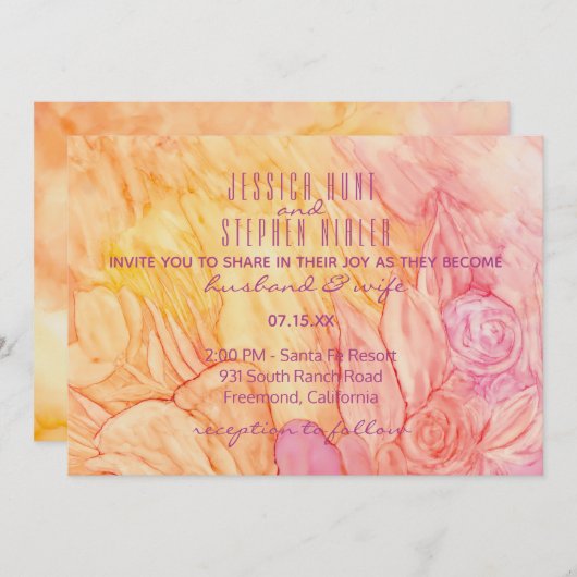 Fleurs fraîches faire-part de mariage (Devant / Derrière)