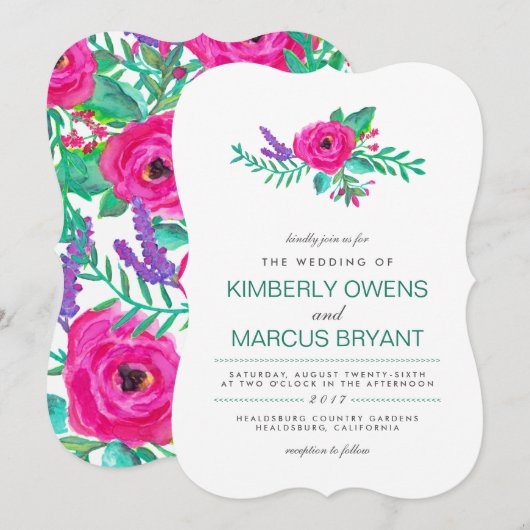 Fleurs fraîches / Faire-part de mariage Florale /  (Devant / Derrière)