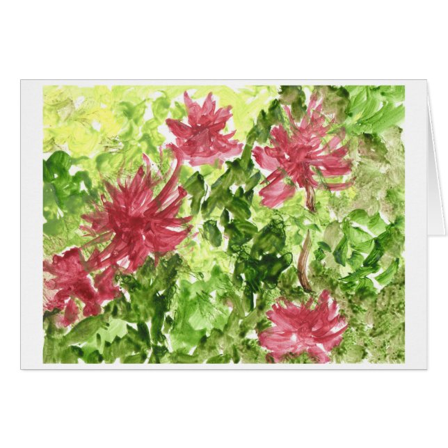 Fleurs Fuchsia contre carte postale verte (Devant horizontal)