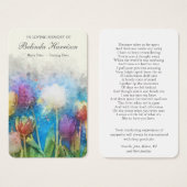 Fleurs funéraires Cartes de Sympathie de prières c (Devant & derrière)