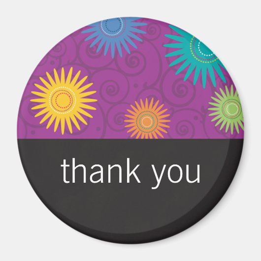 Fleurs funky sur aimant pourpre (Devant)