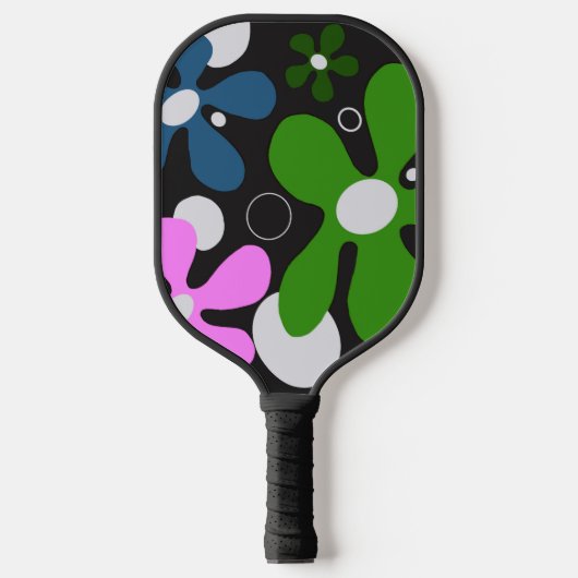 Fleurs funky sur une raquette de pickleball (Recto)