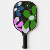 Fleurs funky sur une raquette de pickleball (Verso)