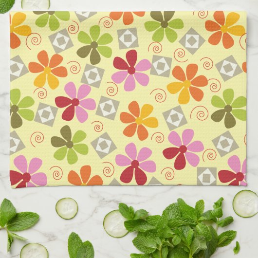 Fleurs gaies Serviettes de cuisine (Plié)