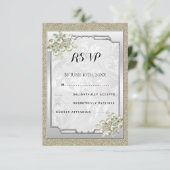 Fleurs Gem Cadre, Réponse Mariage Or & Argent (Debout devant)
