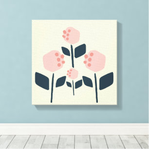 Fleurs géométriques minimalistes - Mur de toile mo