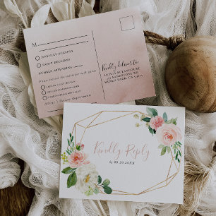 Fleurs géométriques or Mariage Menu Choix Réponse