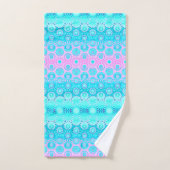 Fleurs géométriques rose et bleu (Serviette à main)