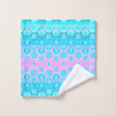 Fleurs géométriques rose et bleu (Gant de toilette)