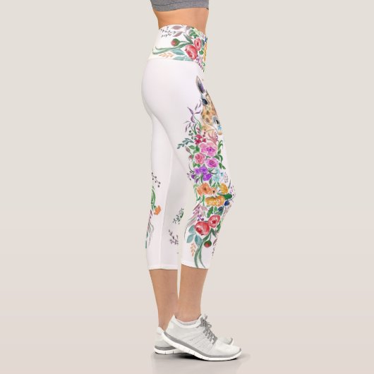 Fleurs Giraffe Capri Leggings (Droite)