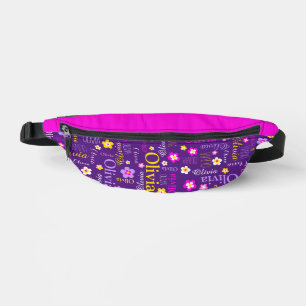 Fleurs graphiques et texte olivia violet jaune ros