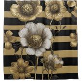 Fleurs Gras Black Gold Stripes Douche rideau (Devant)