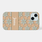 Fleurs gravées blanches sur fond beige (Verso Horizontal)