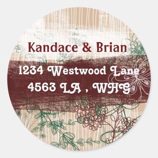 fleurs gribouillées étiquettes de adresse (Devant)