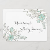 Fleurs gris ciel Invitations de douches pour bébés (Devant / Derrière)