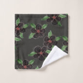 Fleurs Gris Et Noir (Gant de toilette)