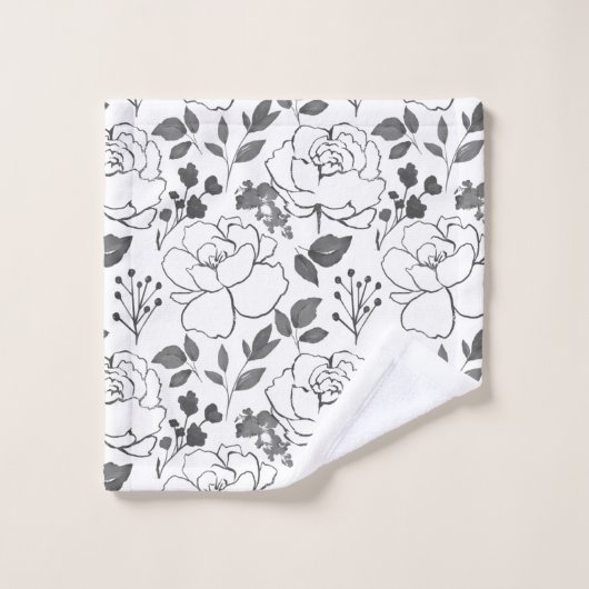 Fleurs grises et blanches (Gant de toilette)