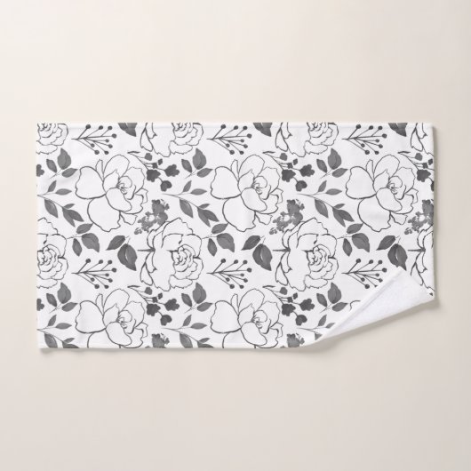 Fleurs grises et blanches (Serviette à main)