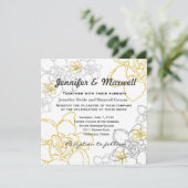 Fleurs grises et jaunes de faire-part de mariage (Debout devant)