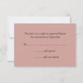 Fleurs grises et volutes rosées RSVP de mariage (Dos)