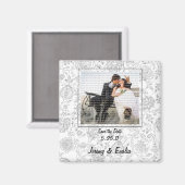 Fleurs grises Mariage Favoriser les Magnets (Recto/Verso)