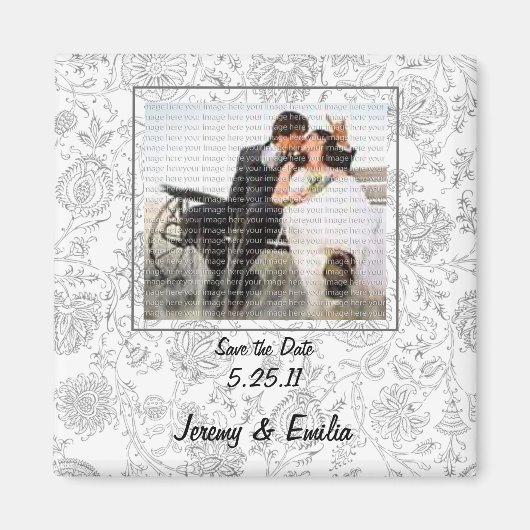 Fleurs grises Mariage Favoriser les Magnets (Devant)