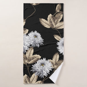 fleurs grises mignonnes avec motif en feuille brun