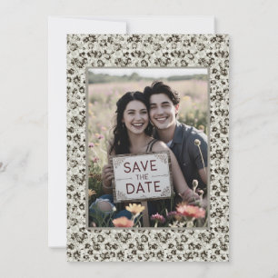 Fleurs grises vintage pour faire-part de mariage n