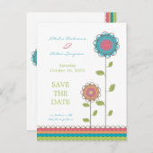 Fleurs hautes couleurs Enregistrer la date Carte p (Devant / Derrière)