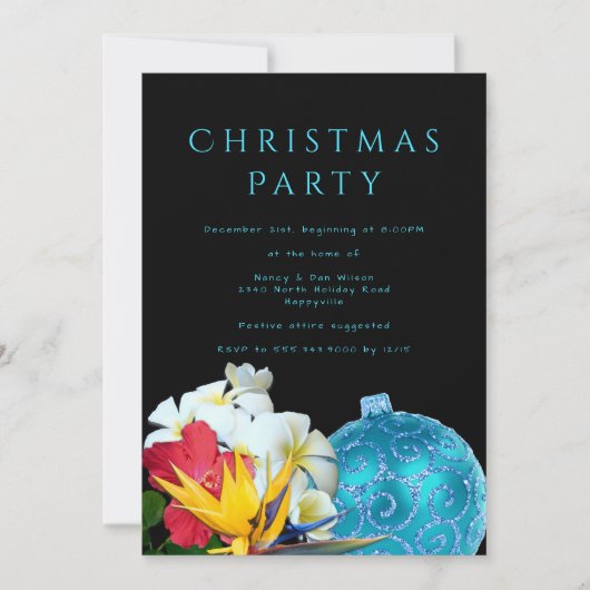 Fleurs hawaïennes Plage Noël Invitation (Devant)